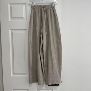 Zara Light Taupe Straight-Leg Drawstring Pants